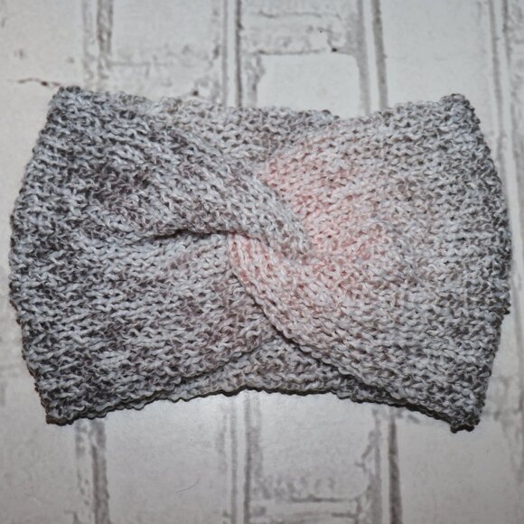 🌫️💗 Ombre Knit Headband – Gray & Pink · Handmade · One Size - Picture 1 of 4